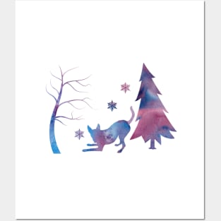 Kelpie Dog Art Winter Snowflakes Posters and Art